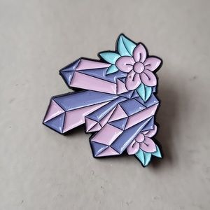 Crystals and flowers enamel pin